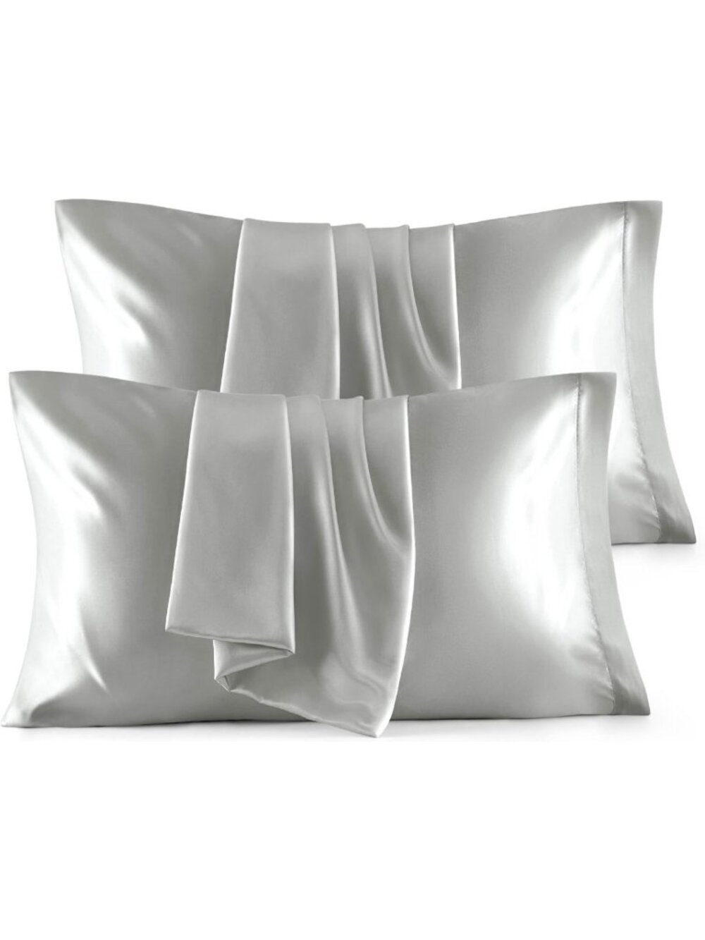 Luxurious King Size Satin Pillowcase Set of 4 - Silver Grey, Hair & Skin Care
